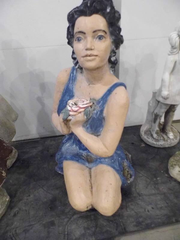 Concrete Yard Ornament - Lady Blue Dress