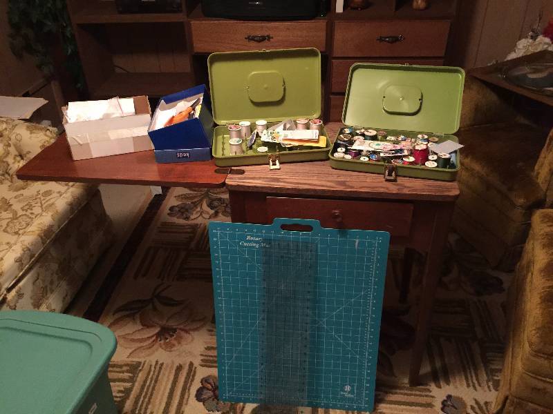Sewing Machine Stand & Sewing Supplies