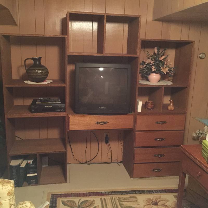 Wood Entertainment Center with TV & VCR