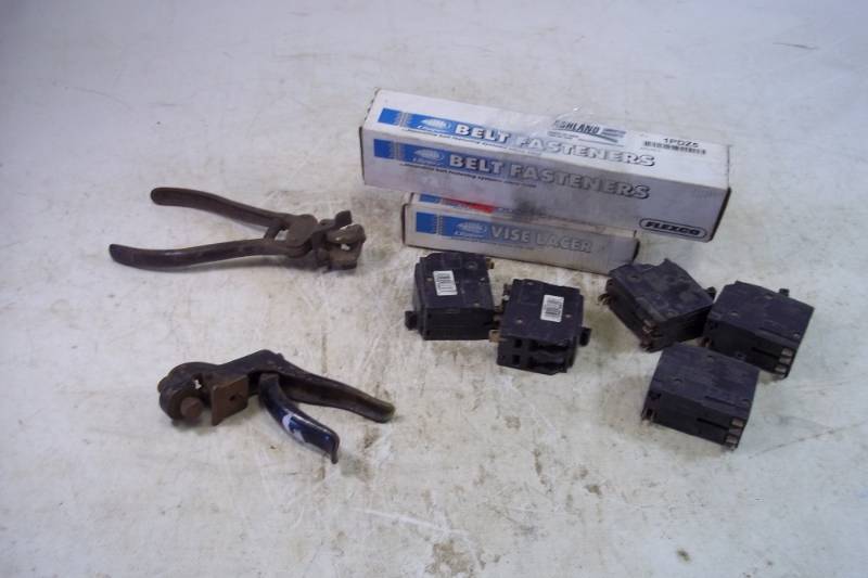 lot 207 image: Vintage Saw Sharpening Tools, Double Pole Circuit Breakers, Belt Parts