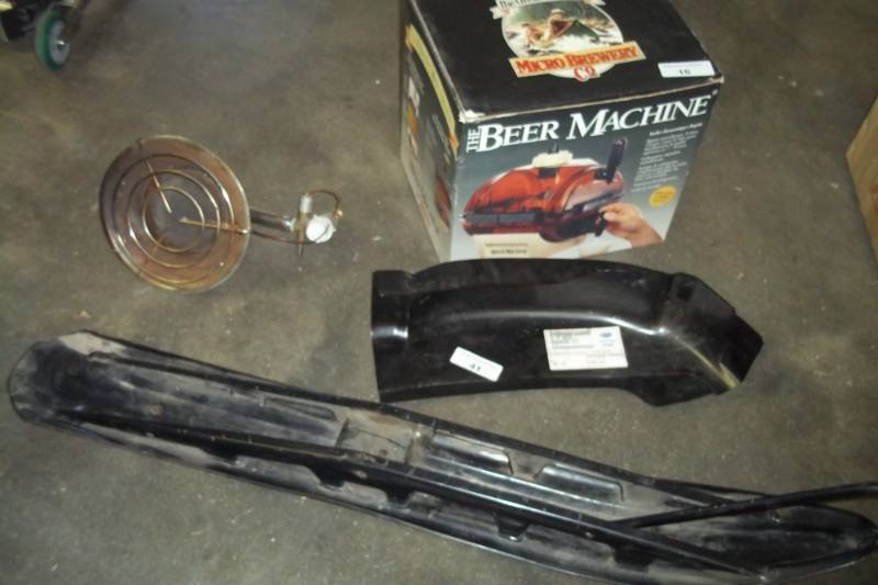 lot 245 image: Beer maker, Heater, auto part and snowmobile ski