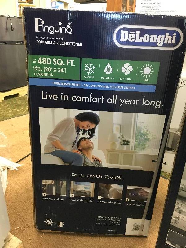 lot 62 image: DELONGHI PORTABLE AIR CONDITIONER PACAN125HPEKC, RETAIL $399.99