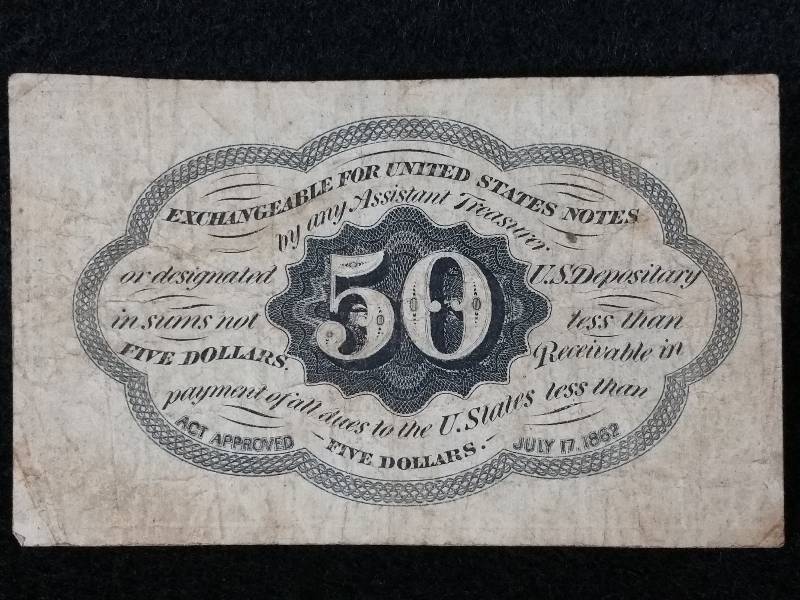 1862 50 Cent Washington First Issue Civil War Fractional Currency