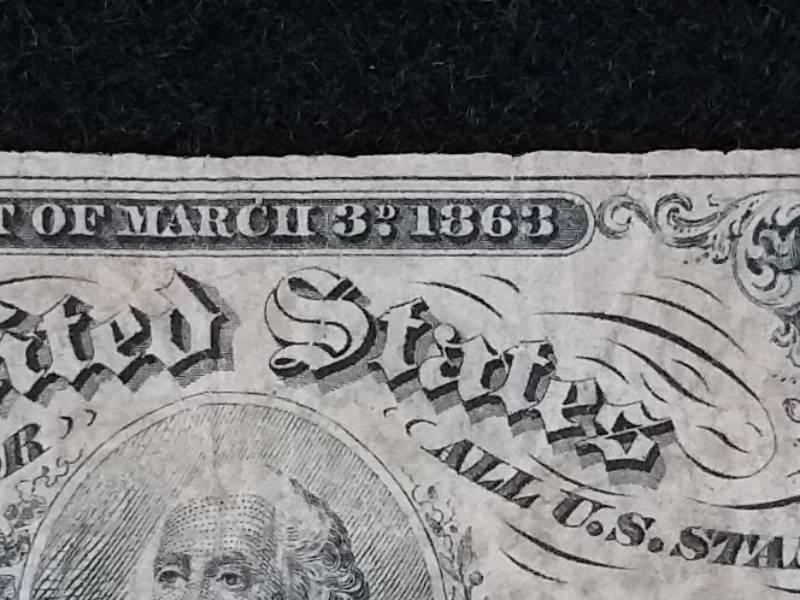 1863 3 Cent Washington Civil War Fractional Currency