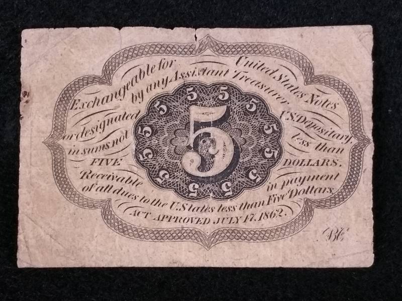 1862 5 Cent Jefferson First Issue Civil War Fractional Currency