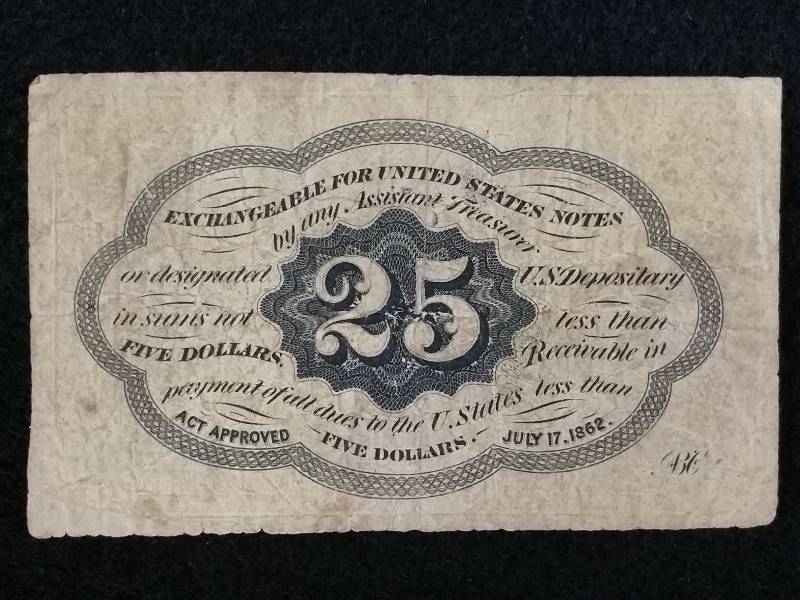 1862 25 Cent Jefferson Civil War Fractional Currency