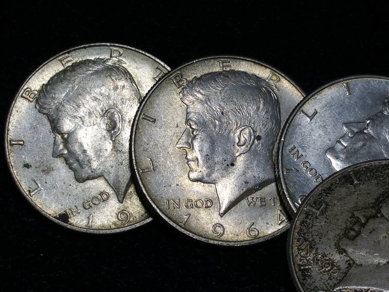 (6) 1964 Kennedy 90% Silver Half Dollars