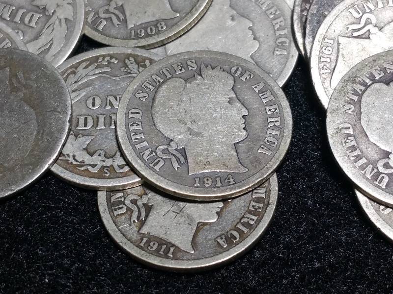 (25) Barber Silver Dimes, 1800s and 1900s