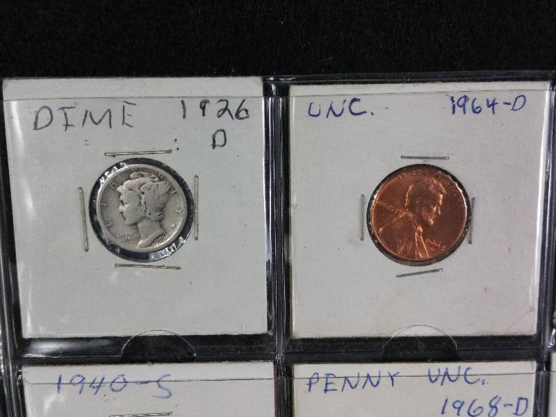 Group of Mercury Silver Dimes, etc.