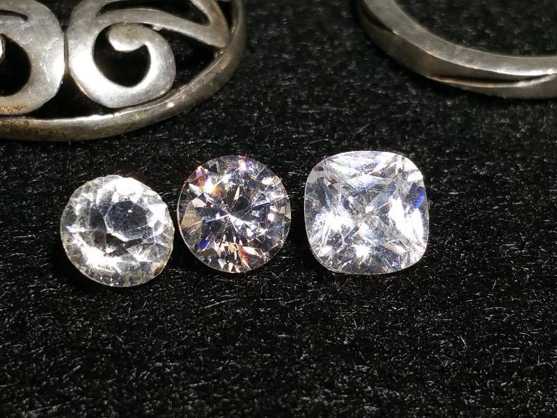 Sterling Silver, Cubic Zirconia, 1800s Italian Tessarae Glass Micro Mosiac Rods