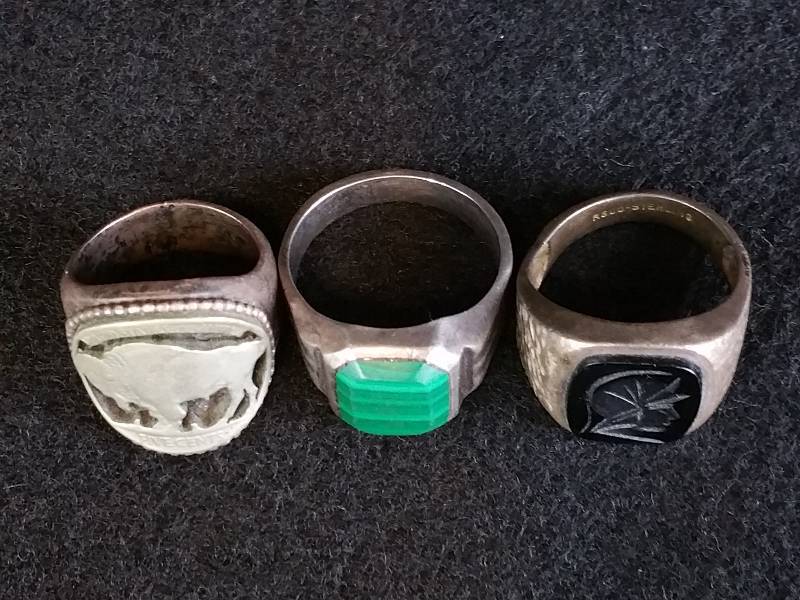 (3) Mens Sterling Silver Rings
