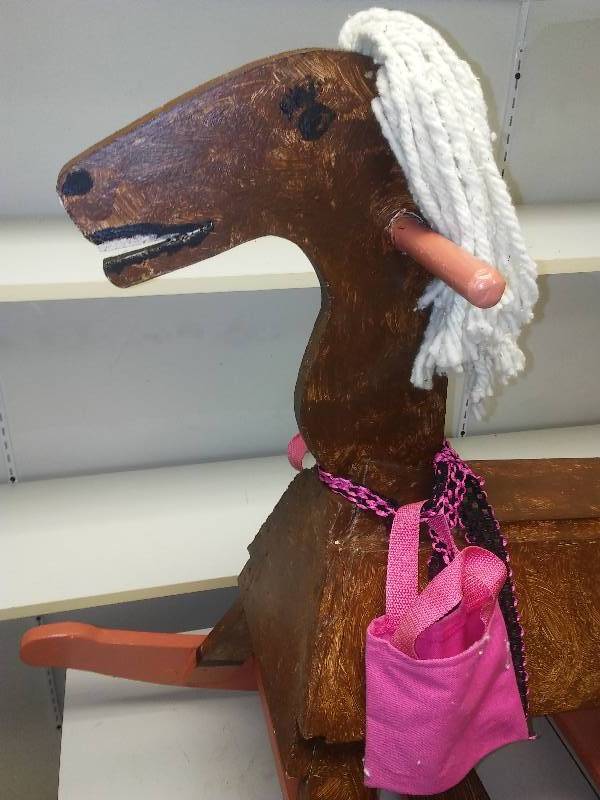 lot 178 image: Handcrafted wood rocking horse