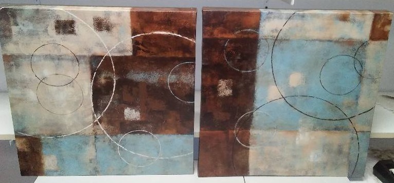lot 181 image: Modern Art canvases (2)