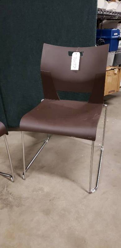 lot 19 image: New Pair Two Global Duet Mid-Back Armless Stacking Office Side Chair (Coffee Bean)