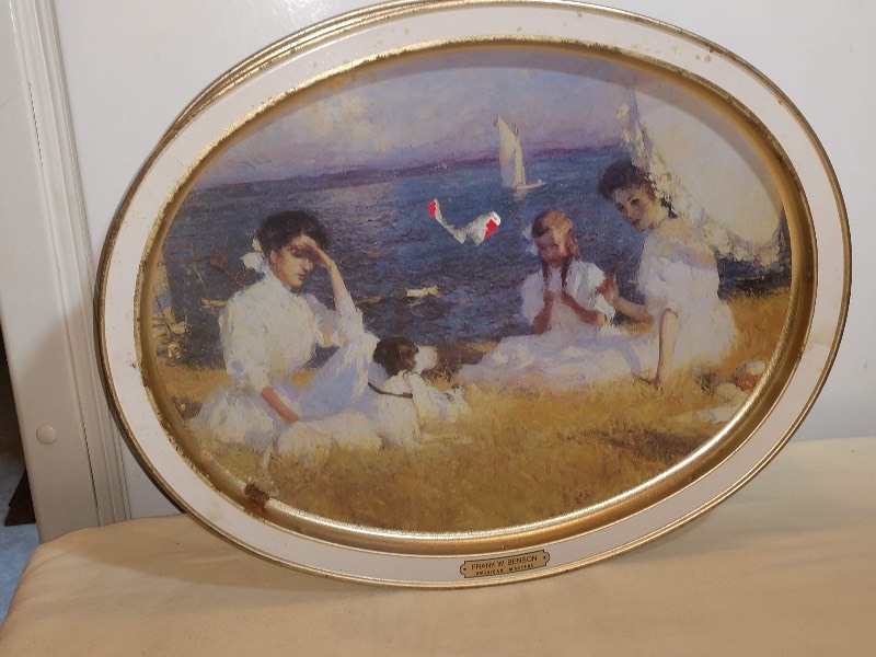 lot 95 image: Limited Edition Sunshine Biscuits American Masters Two-Sided Tin w the Art of Martin J. Heads and Frank W. Benson