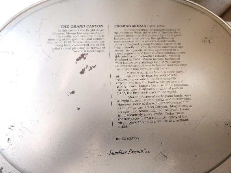 lot 96 image: Limited Edition Sunshine Biscuits American Masters Two-Sided Tin w the Art of W. Homer and T. Moran