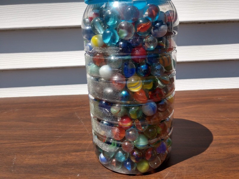 lot 115 image: Jar Containing Marble Collection (Bright Blue Lid)