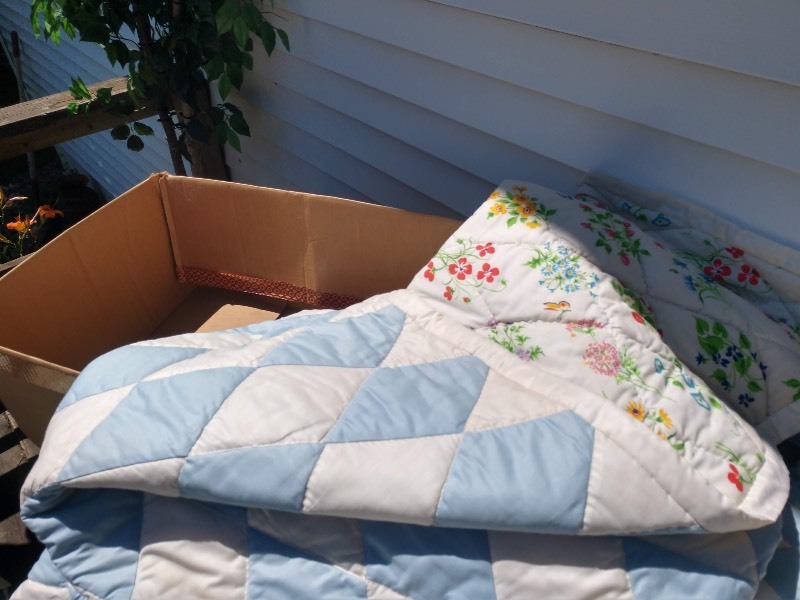 lot 126 image: Vintage Bedding- Blanket and Two Pillows