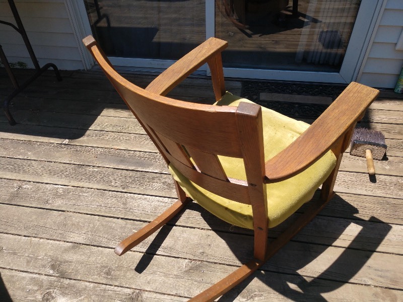 lot 142 image: American Mission Style Wood Rocking Chair