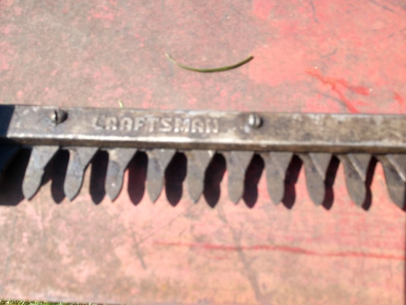 lot 151 image: Hack Saws (3), RARE Vintage Craftsman Drill Powered Hedge Trimmer, Vintage Cast Iron Saw Sharpening Clamp Vise and Other Vintage Tools
