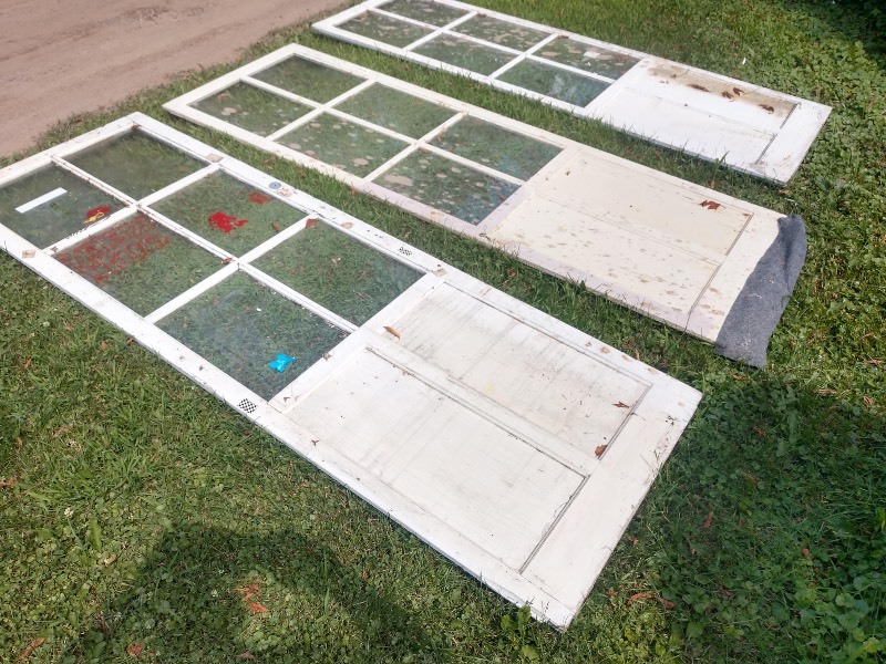 lot 156 image: Salvaged Shabby Chic Panel Doors w Glass