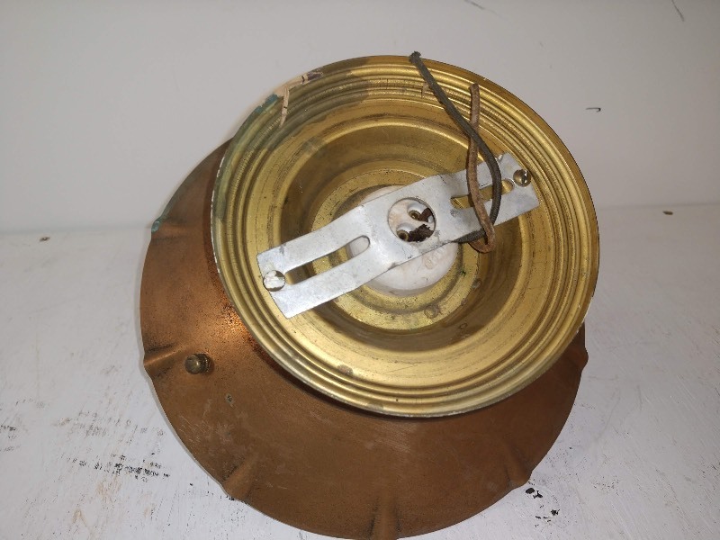 lot 14 image: Antique Rare Copper Lantern Textured Acorn Glass Globe Pedant Ceiling Light