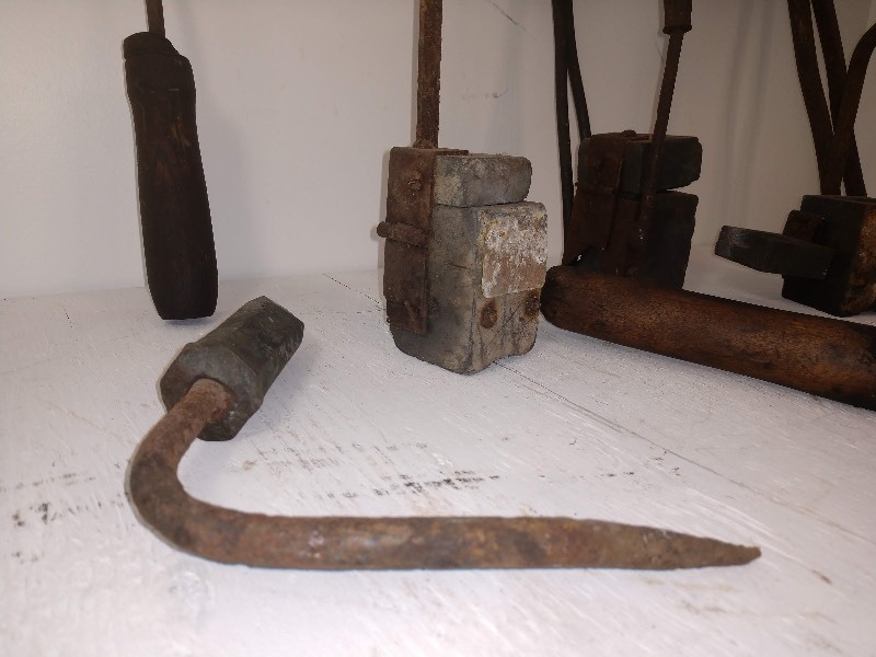 lot 17 image: Hay Sickle, and Antique Vintage Black Smith Tools