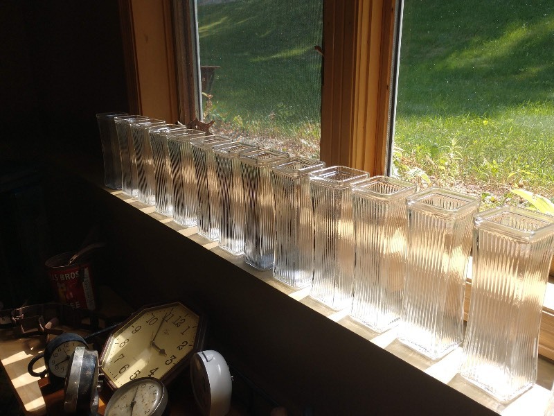 lot 74 image: Square Glass Centerpiece Vases