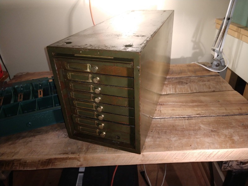 lot 83 image: Antique Brass File Cabinet and Cash Drawer