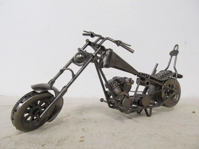 lot 50 image: Metal Chopper Motorcycle Statue