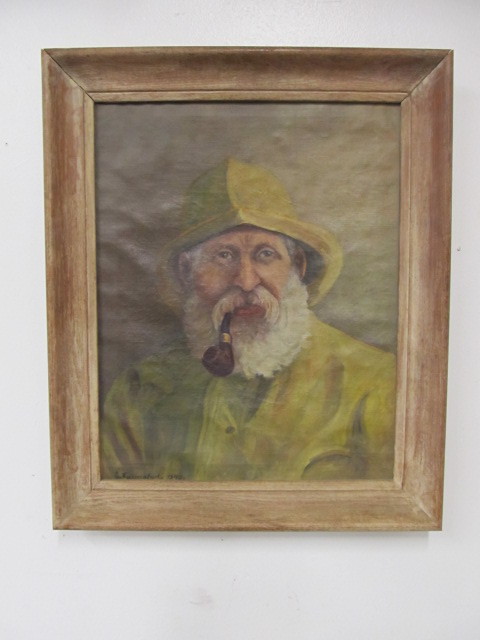 lot 51 image: Vintage 1940s Framed Signed Original Oil on Canvas Painting