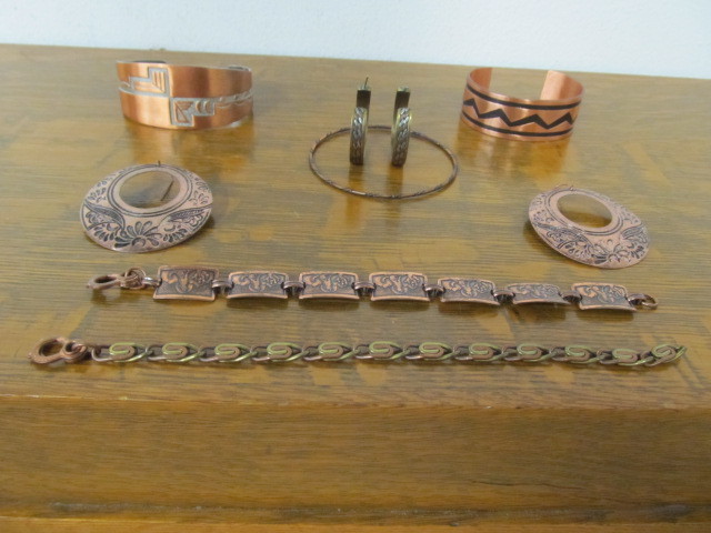 lot 52 image: Lot of Solid Copper Southwestern Native American Jewelry
