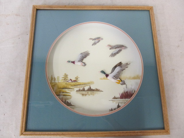 lot 73 image: Vintage Shadowbox Framed REAL FEATHER 3D Duck Artwork