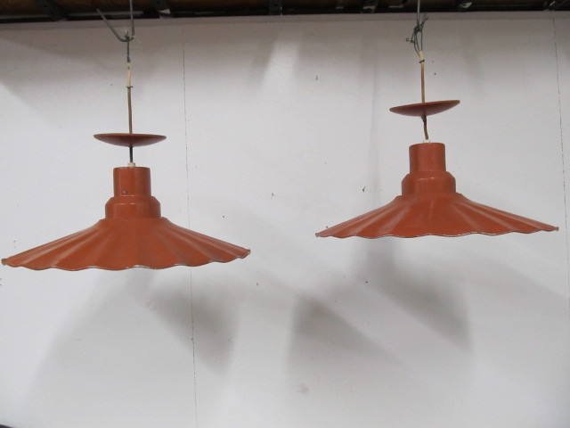 lot 109 image: 2 Vintage 1950s Industrial Metal CHAMPION LIGHTING CO Light Fixtures