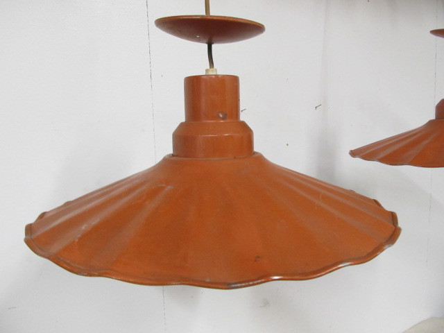 lot 111 image: 2 Vintage 1950s Industrial Metal CHAMPION LIGHTING CO Light Fixtures