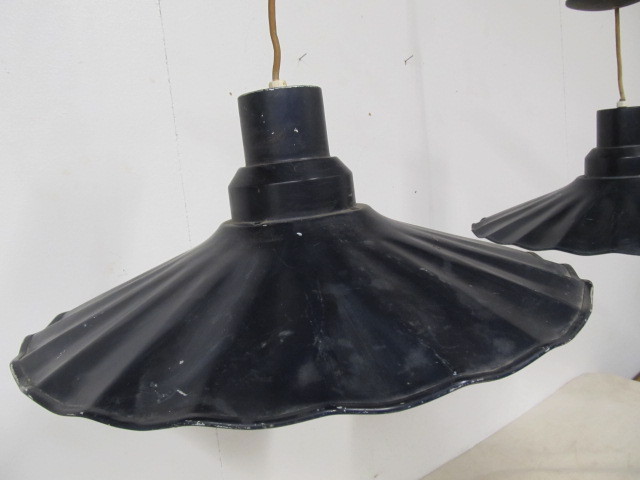 lot 114 image: 2 Vintage 1950s Industrial Metal CHAMPION LIGHTING CO Light Fixtures