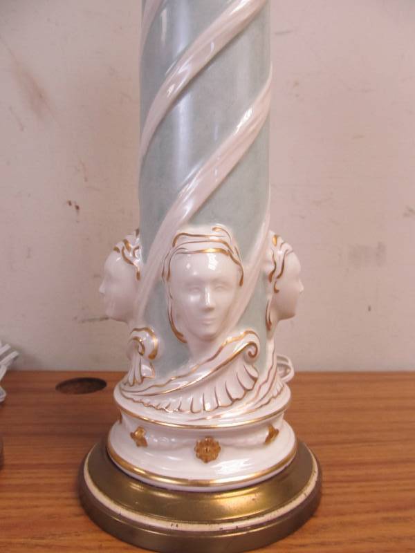 lot 35 image: Pair of 1960s Porcelain Face Lamps