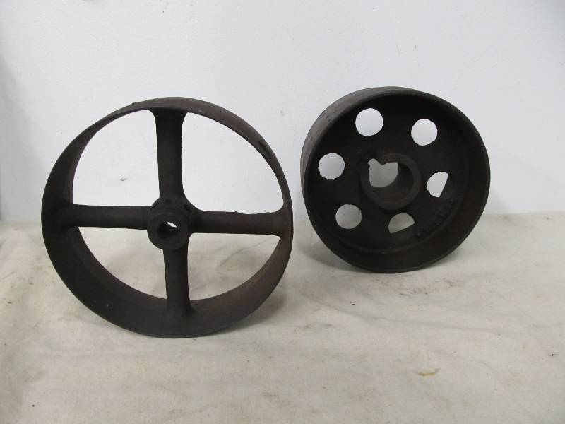 lot 175 image: 2 Antique Cast Iron WheelsHubs