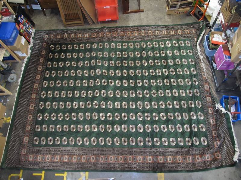 lot 1 image: LARGE Antique Hand Knotted BOKHARA Rug 14 x 10