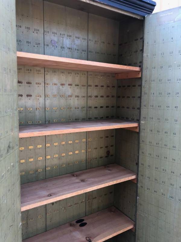 lot 6 image: Antique Painted Wood State of Minnesota Key Cabinet