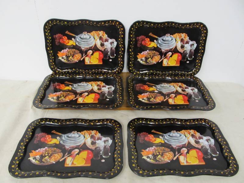 lot 185 image: Set of 6 Vintage 1960s Metal Coca Cola Serving Trays