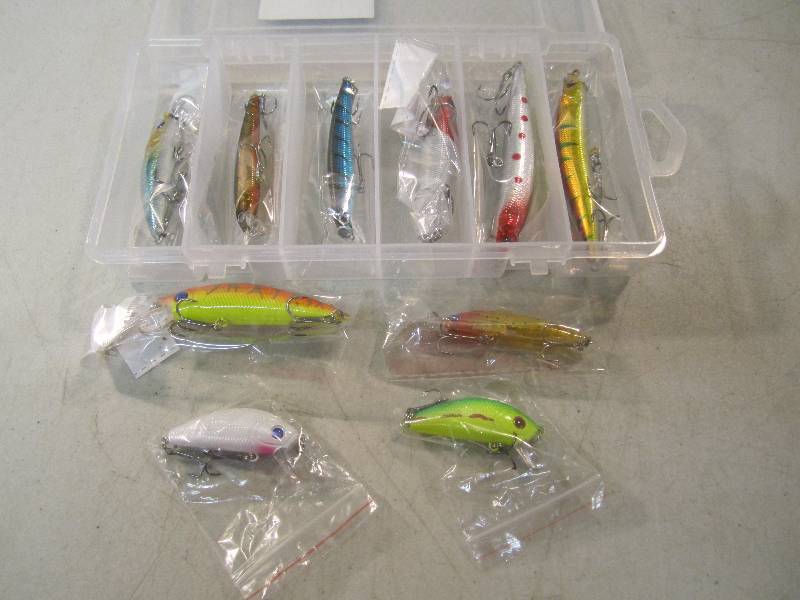 lot 23 image: 10 Fishing Lures in Organizer  FS...