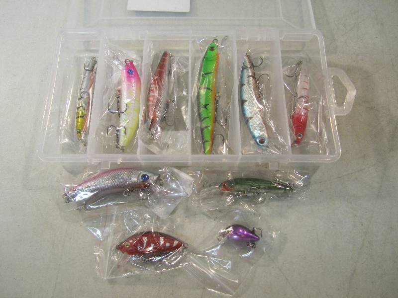 lot 24 image: 10 Fishing Lures in Organizer  FS...