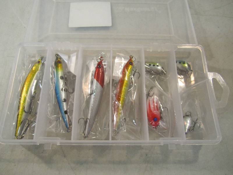 lot 28 image: 8 Fishing Lures in Organizer  FS...