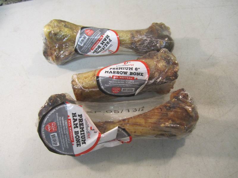 lot 297 image: 3 Big Dog Bones Best by May 2019  B...