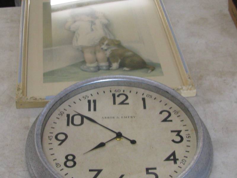 lot 36 image: Framed Print & Clock