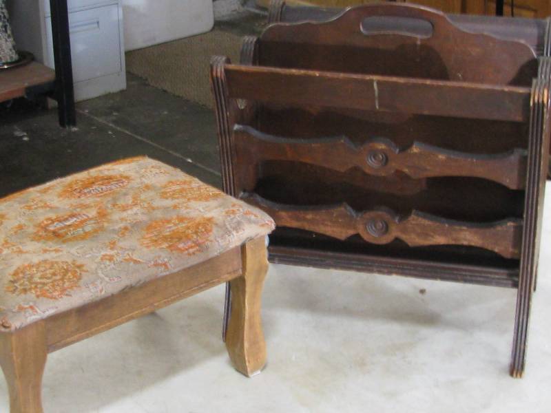 lot 89 image: Foot Stool & Magazine Rack