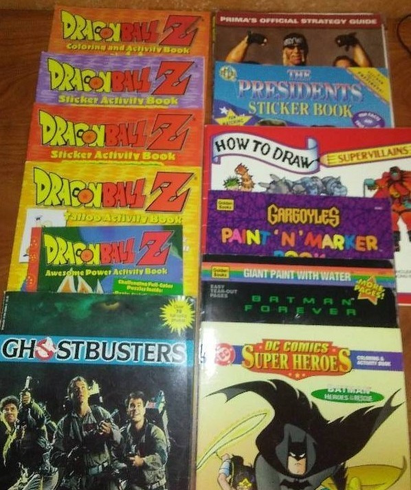 12 activity sticker books, Ghostbusters, Batman, Dragon Ball Z & More