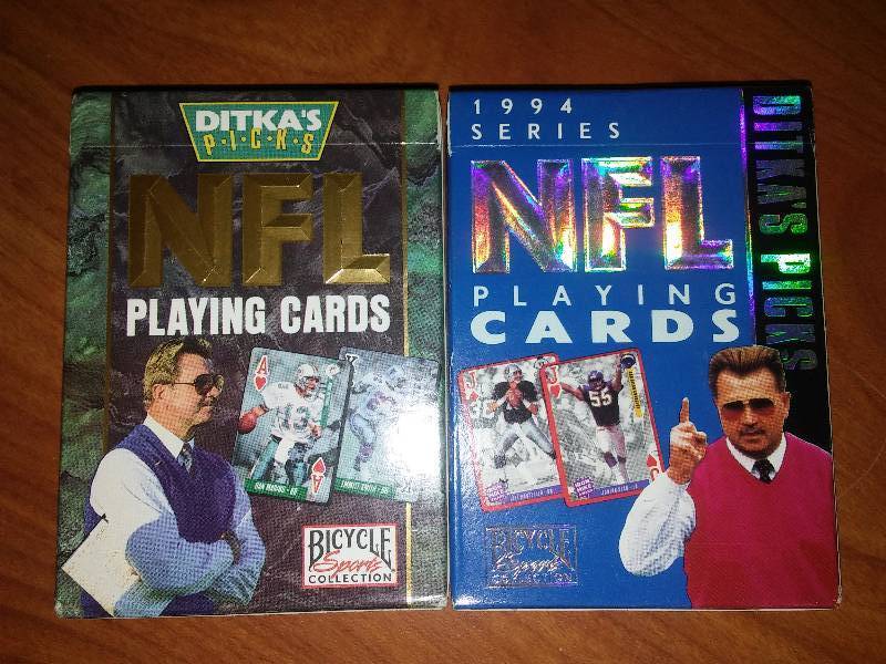 2 Mike Ditka NFL playing cards, open seal, 331 - R, 330
