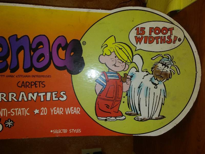 Dennis the Menace Ruff Joey sign carpet display for 1999